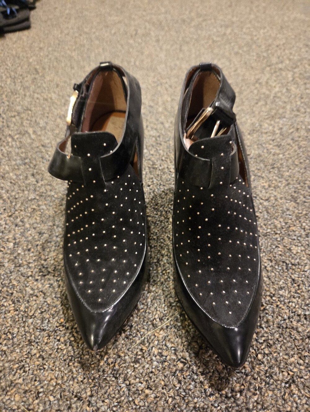 Rebecca Minkoff Black Studded Pointed-Toe Mules